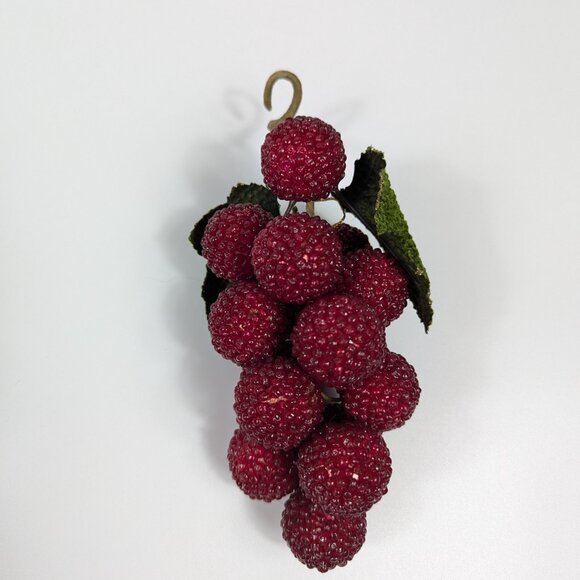 Vintage Beaded Raspberry Bunch Decorative Fruit - Picture 2 of 7